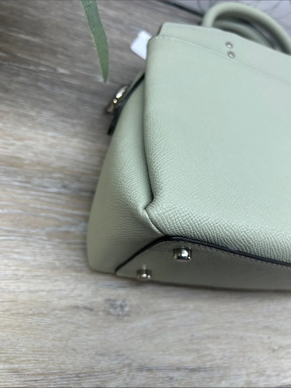 2542 Coach Sage Green Pebbled Leather Satchel with Printed Scarf 267082542